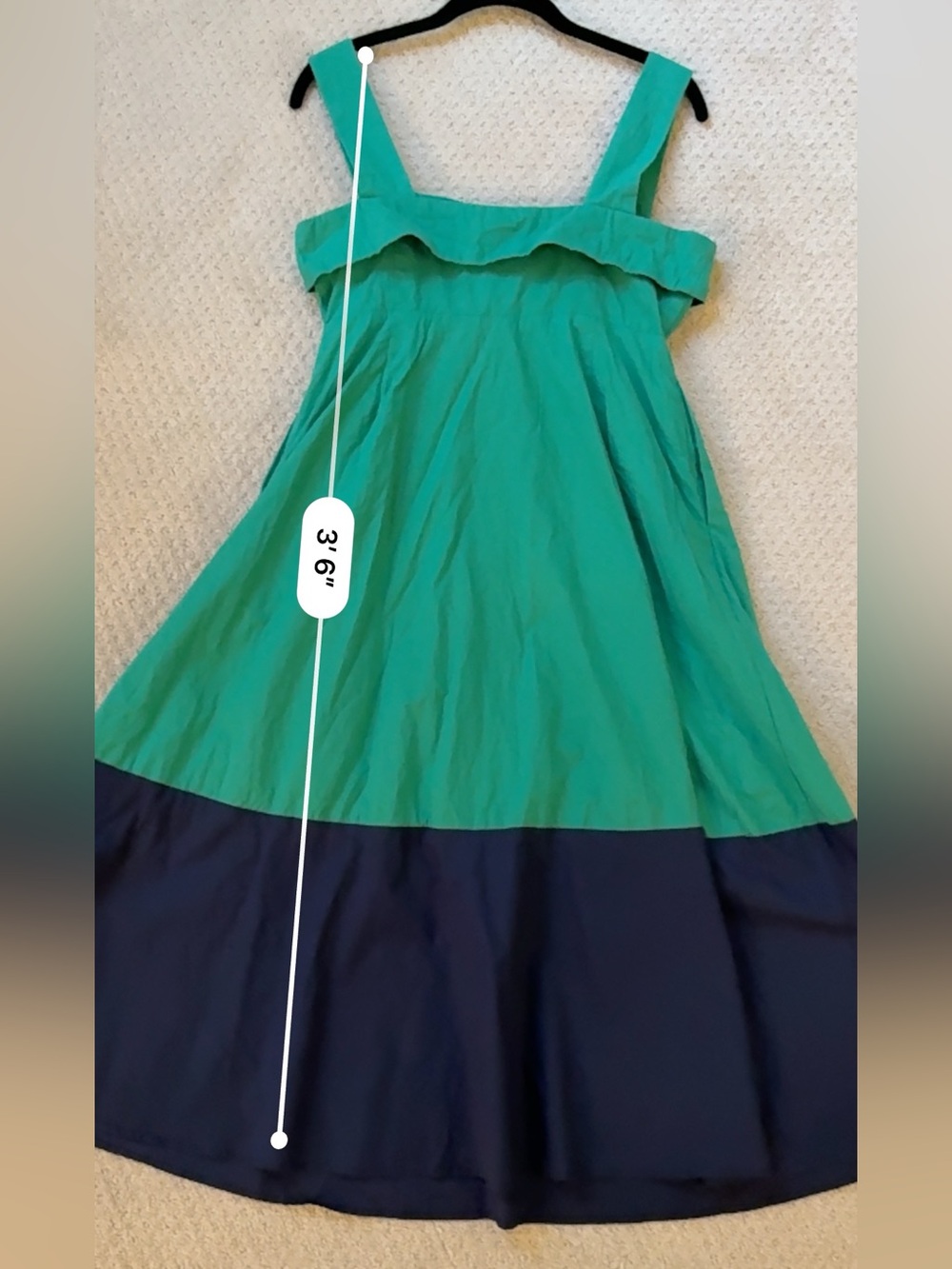Avara Green and Navy Button-Front Midi Swing Dress Small - Picture 7 of 8